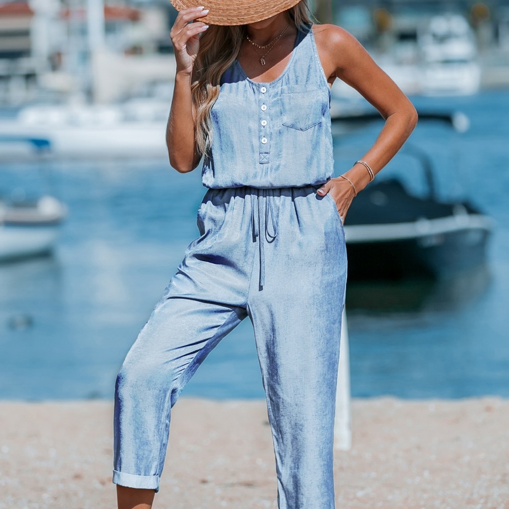 Cupshe Sky Blue Sleeveless Jumpsuit